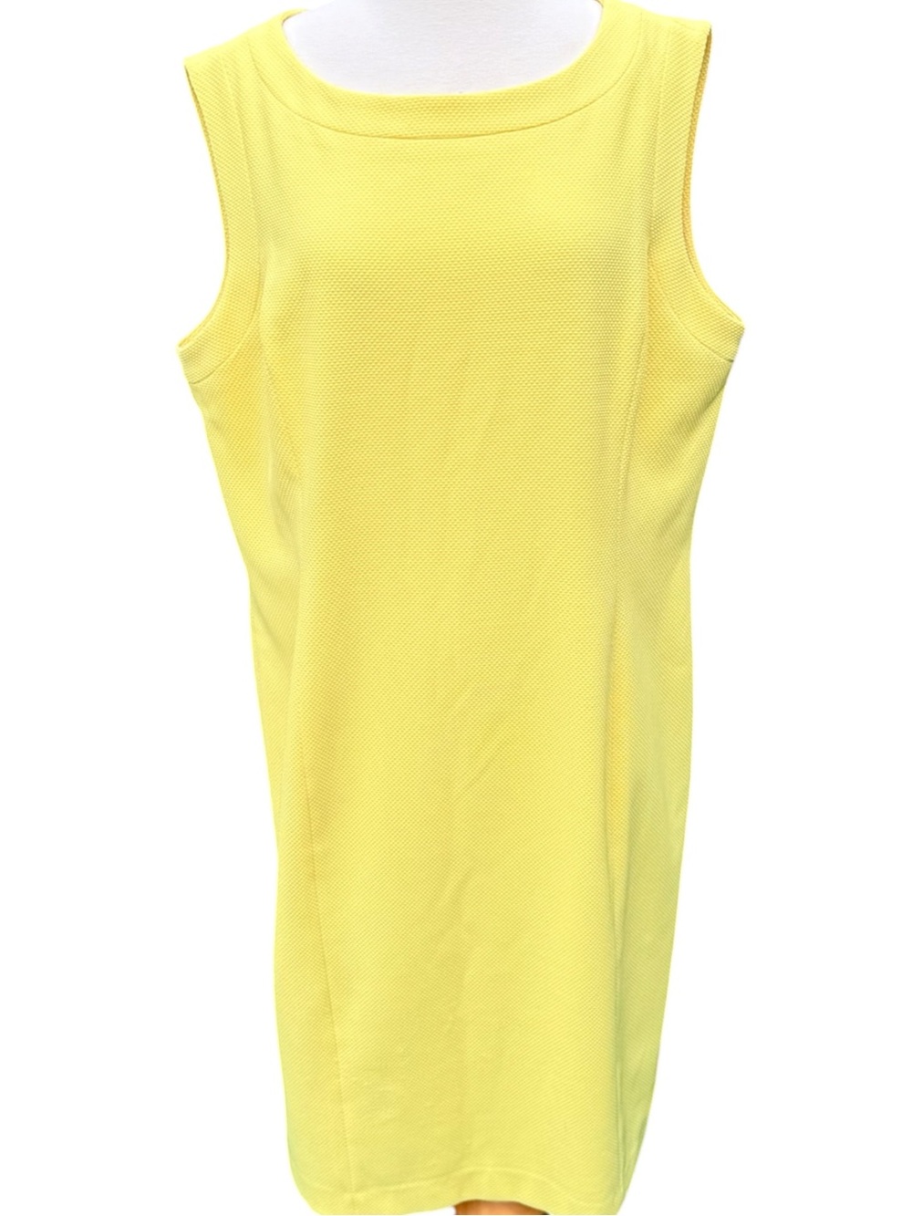 Kasper Lemon Yellow Sleeveless Fully Lined Sheath Dress, 18